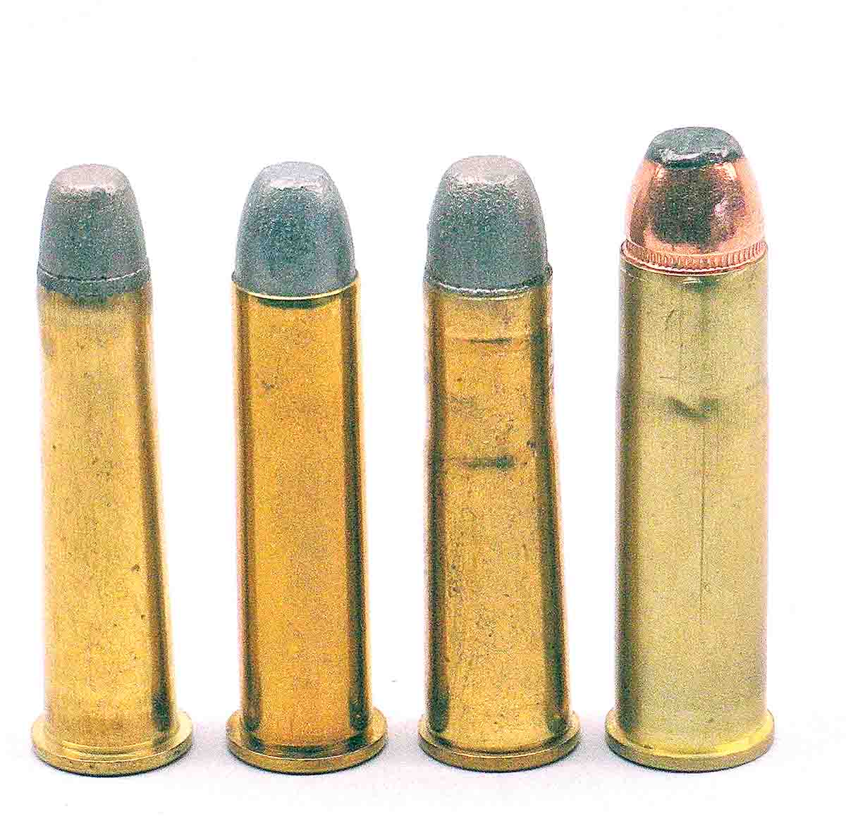 The Model 1876 Winchester was chambered for (left to right): .40-60, .45-60, .45-75 and .50-95 WCFs.